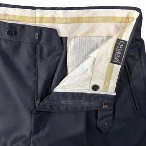Chiavari Made in Italy Men's Wool Trousers Rayon Lining ~34x31 Pleat Front Cuffs